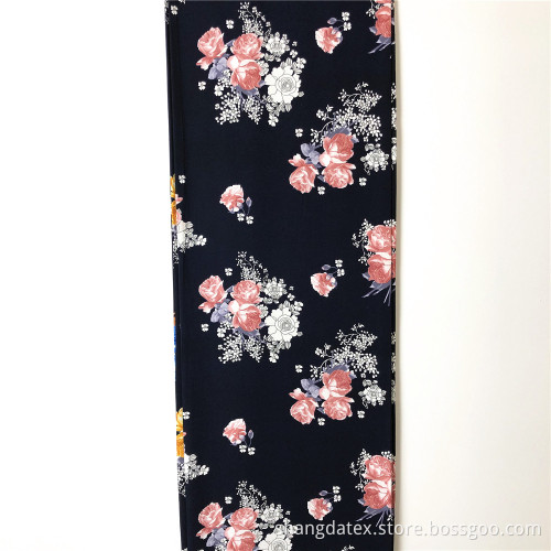 Navy Background With Colorful Flower Rayon Printed 45S
